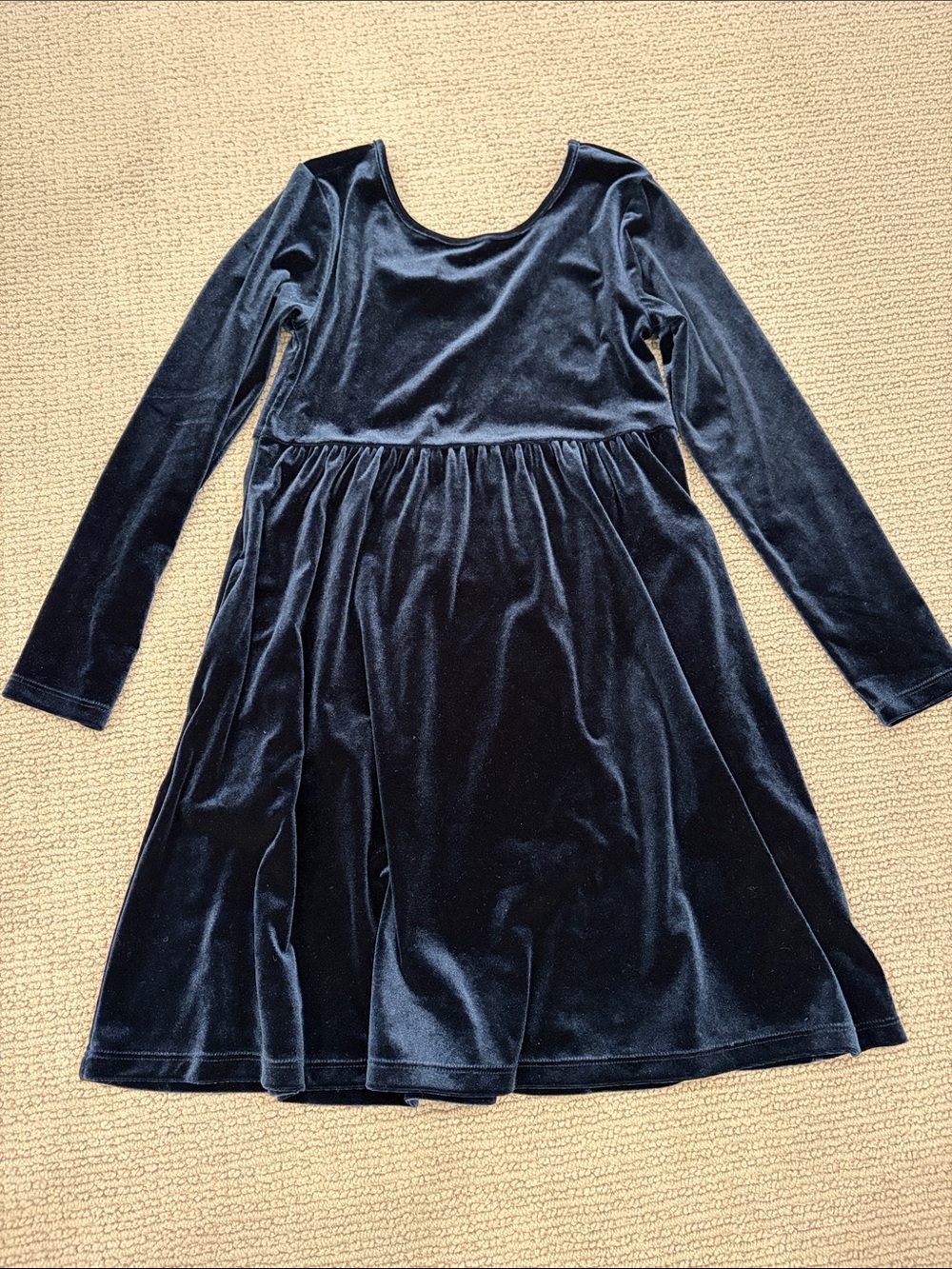 Old Navy Navy Velvet Long-Sleeve Skater Dress